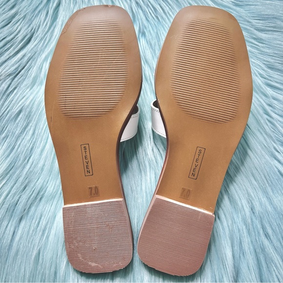 STEVEN NEW YORK LEATHER White Slip On Sandals Women’s 7 - Picture 8 of 11